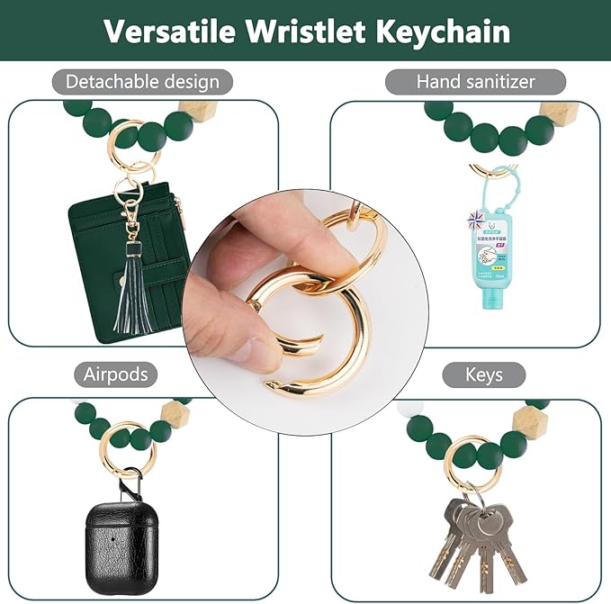 KNGITRYI Wallet Keychain Wristlet for Women,Slim RFID Credit Card Holder Purse Tassel Keychain Bangle Key Ring for Men Women