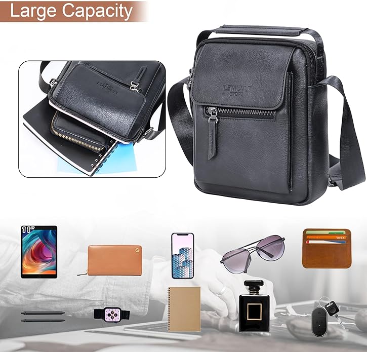 Medium & Small Crossbody bag for men shoulder bag mens purse satchel leather messenger bag gift