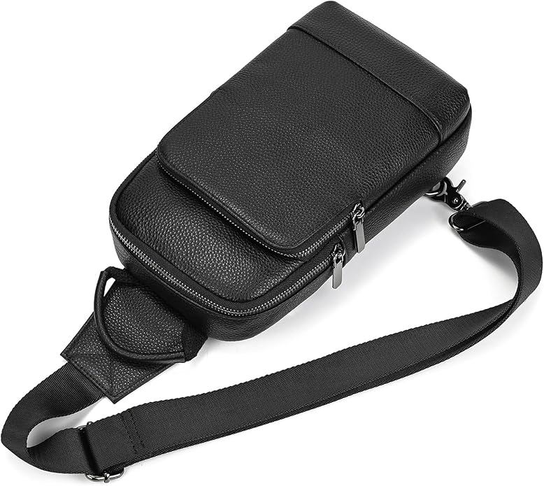 LUUFAN Men's Genuine Leather Sling Bag Chest Shoulder Backpack Crossbody Bag for Casual Sports Hiking Running Travel