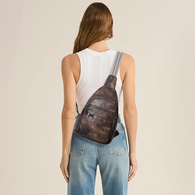 Leresas 7L Sling Bag for Women Men Vegan Leather Crossbody Bags Fanny Pack Purse Backpack Over Shoulder Bag Travel Anti Theft