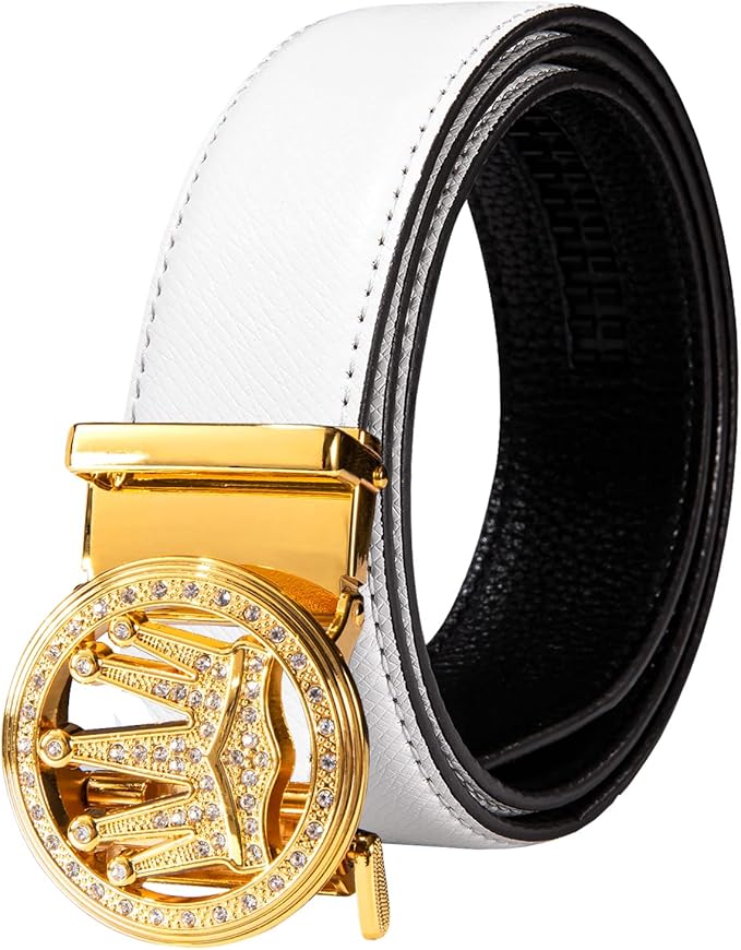 Dubulle Designer Mens Belts, Sliding Automatic Buckle Ratchet Dress Belt TOP Genuine Leather Strap Gifts