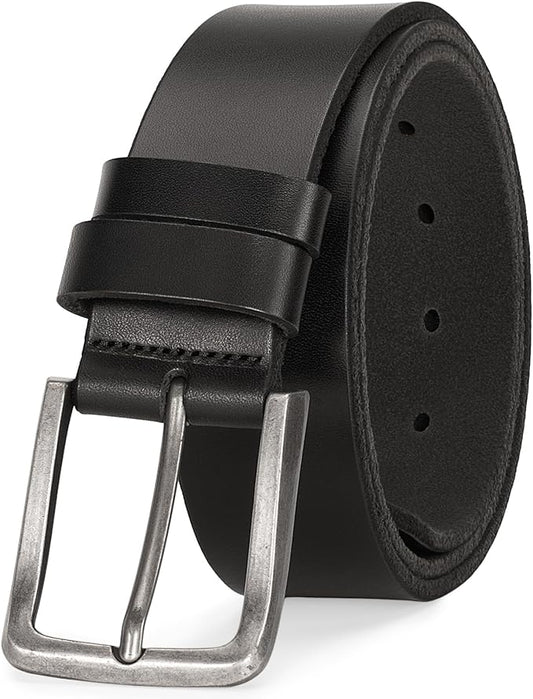Men's Genuine Leather Belt - 1.5 Inch Casual & Work Belt with Metal Buckle