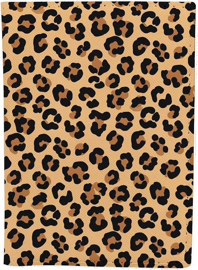 Leopard Print Passport Holder for Travel Animal Skin Texture PU Leather Passport Cover Wallet Cute Passport Card Holder for Women and Men