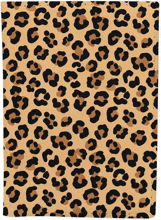 Leopard Print Passport Holder for Travel Animal Skin Texture PU Leather Passport Cover Wallet Cute Passport Card Holder for Women and Men