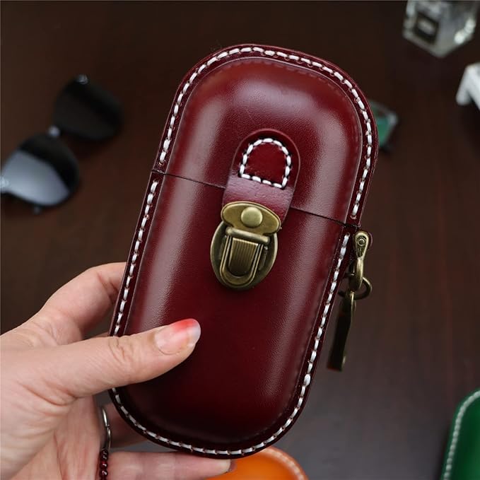 Handmade Leather Eyeglass Case Hard Shell Retro Men And Women Sunglasses Nearsighted Glasses Hooks Protection Box