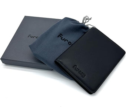 Slim Nappa Leather RFID blocking Passport Cover for Men and Women (Black/Gray)