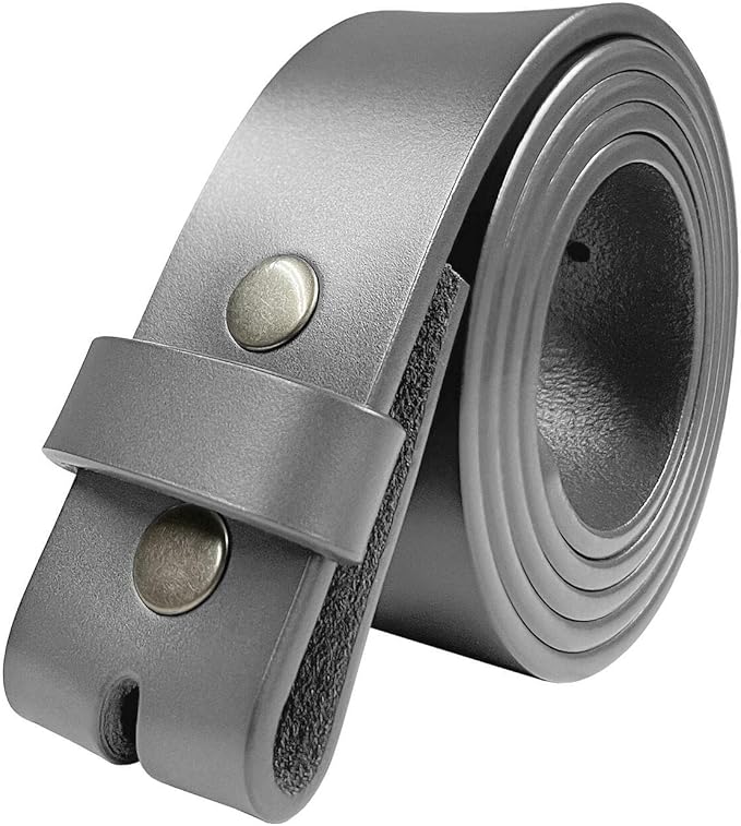 Men's Replacement Belt Strap 100% Genuine Leather Plain Casual Belt Strap with Snaps 1-1/2"(38mm) Wide
