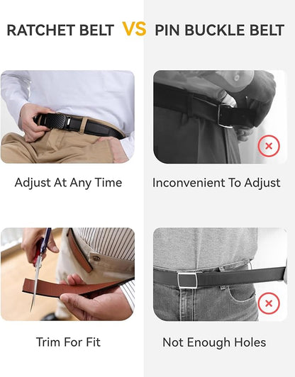 CHAOREN Mens Dress Belt - Mens Ratchet Belt Leather for Dress Pant - Micro Adjustable Belts Fit Everywhere