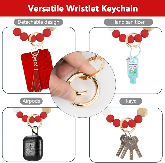 KNGITRYI Wallet Keychain Wristlet for Women,Slim RFID Credit Card Holder Purse Tassel Keychain Bangle Key Ring for Men Women