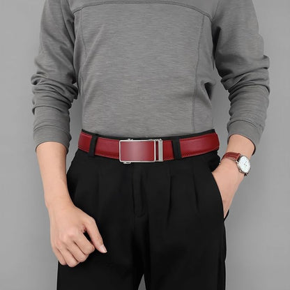 Lingli Men's Belt,Ratchet Dress Belt with Automatic Buckle Brown/Black-Trim to Fit-35mm wide