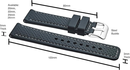 ALPINE Sporty Premium Soft Silicone Adjustable Watch Band - Replacement Rubber Watch Bands for Women & Men - Waterproof Quick Release Watch Straps - Compatible with Regular & Smart Watch Bands