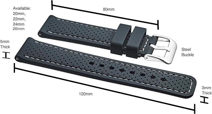 ALPINE Sporty Premium Soft Silicone Adjustable Watch Band - Replacement Rubber Watch Bands for Women & Men - Waterproof Quick Release Watch Straps - Compatible with Regular & Smart Watch Bands
