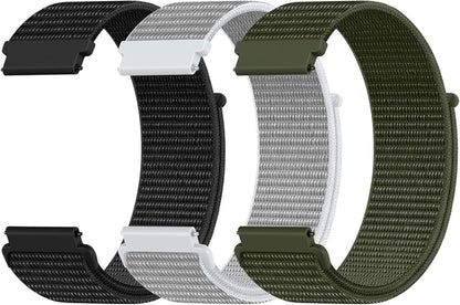 DaQin 22mm 20mm 18mm Quick Release Watch Band Compatible with Garmin Venu 3 2/Forerunner 255 265 955/Vivoactive 5 6 4 3, Nylon Watch Straps Adjustable Sport Replacement for Samsung Galaxy Watch 7 6 5 4/3 45mm/Galaxy Watch 46mm Men Women, 3 Packs