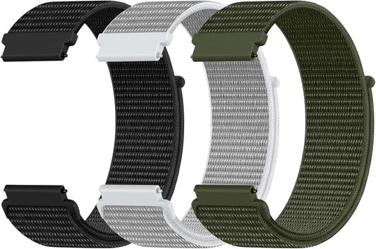 DaQin 22mm 20mm 18mm Quick Release Watch Band Compatible with Garmin Venu 3 2/Forerunner 255 265 955/Vivoactive 5 6 4 3, Nylon Watch Straps Adjustable Sport Replacement for Samsung Galaxy Watch 7 6 5 4/3 45mm/Galaxy Watch 46mm Men Women, 3 Packs