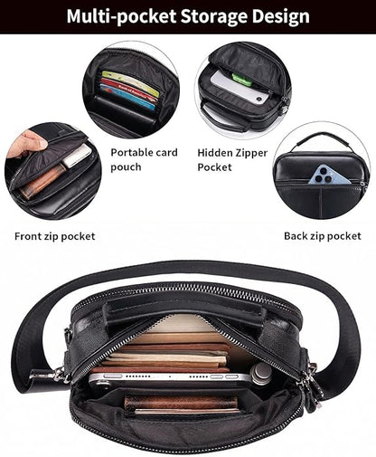 Premium Leather Men's Crossbody -Organized Storage & Durable,Stylish for Daily Carry
