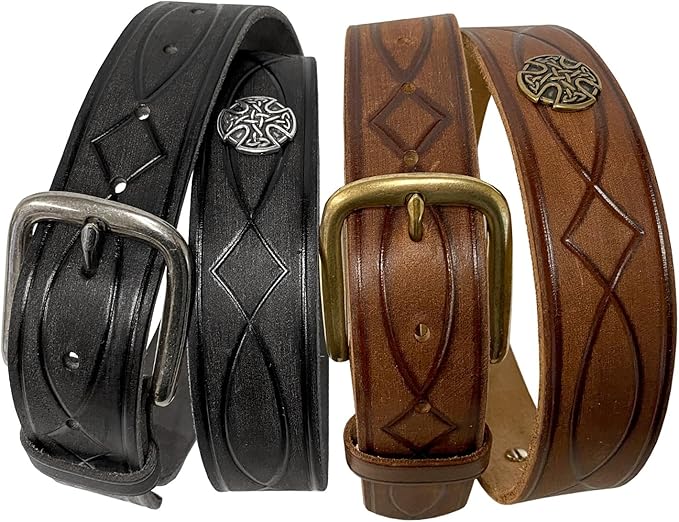 Genuine Full Grain Western Engraved Tooled Leather Strap or Belt 1-1/2" Wide