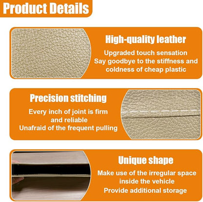 Car Seat Gap Filler Organizer, L-Capacity Leather Automotive Interior Storage Box, Universal Vehicle Side Seat Gap Filler Accessories for Keys, Phones, Glasses (Beige)
