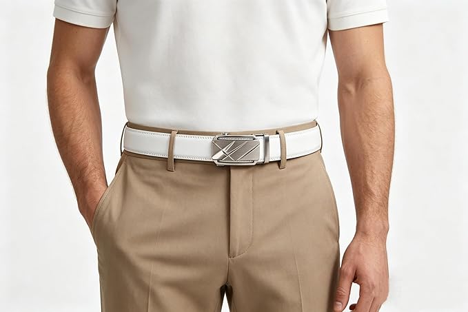Lingli Men's Belt,Ratchet Dress Belt with Automatic Buckle Brown/Black-Trim to Fit-35mm wide