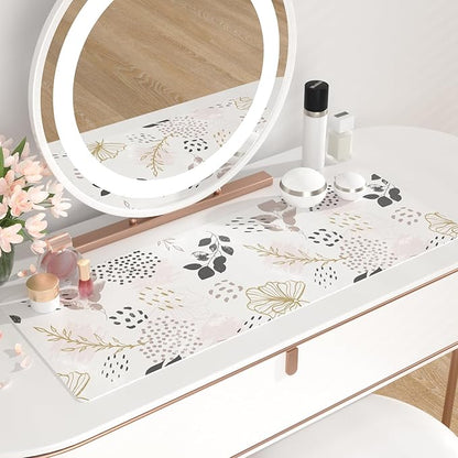 QiyI Large Mouse Pad for Desk, Cute Desk Mat for Desktop, Women Girls Office Décor Desk Accessories, PU Leather Waterproof Gaming Mousepad, Boho Botanical Desk Pad Computer Mat, 31.5" x 11.8"