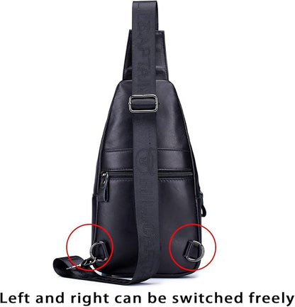 LUKZIJAES Genuine Leather Sling Bag for Men