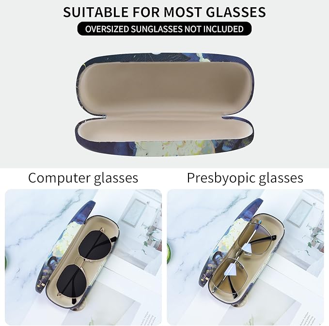 PERFECTSIGHT Hard Shell Eyeglasses Case, PU Leather Protective Glasses Case, Cute Eyeglass Case for Women Men Girls