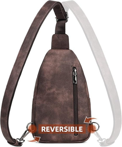 MASINTOR Sling Bag for Women - Crossbody Bags Fanny Pack with Vegan Leather - Adjustable Sling Backack for Travel