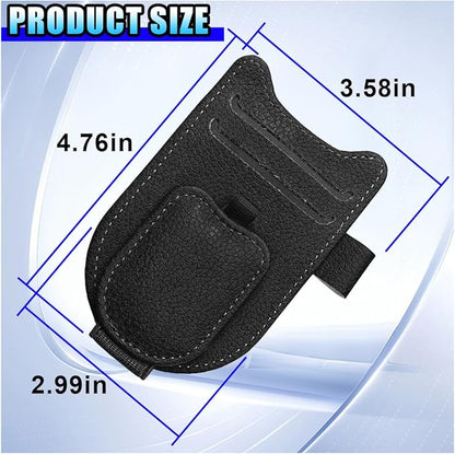 2PCS Sunglass Holder for Car Sun Visor, Magnetic Leather Vehicle Glasses Eyeglass Mount & Ticket Card Clip, Automotive Interior Visor Accessories, Universal for Sedan SUV Truck (Black)