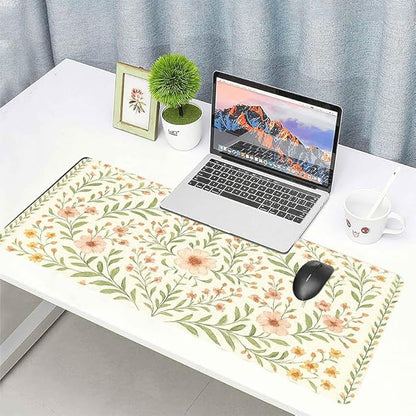 Romantic Floral Bouquet Desk Mat, Elegant PU Leather Desk Pad for Women - Large Non-Slip Office Mat to Elevate Your Gaming & Home Workspace（27.56 * 13.78in）