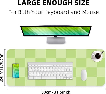 Non-Slip Desk Pad, Mouse Pad, Waterproof PU Leather Desk Protector, Large Desk Blotter, Easy Clean Laptop Desk Writing Mat for Work/Home/Decor(Green 31.5" x 12")