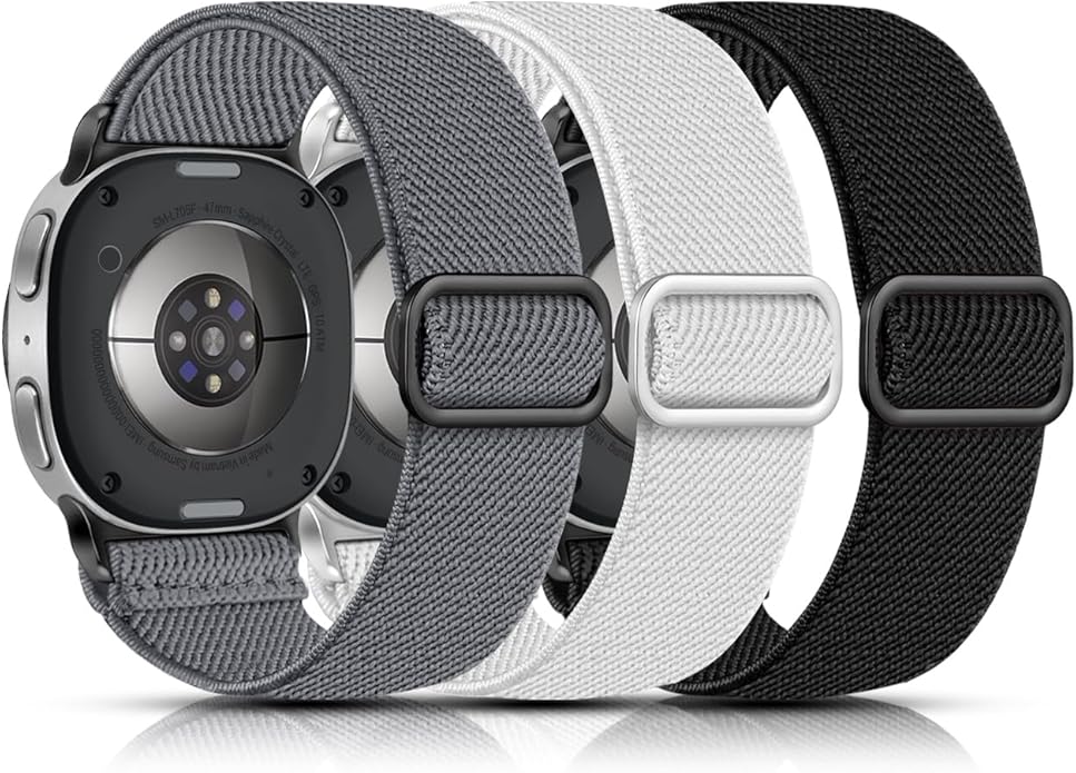 Lerobo Elastic Bands Compatible with Samsung Galaxy Watch 8 7 6 5 4 40mm 44mm/Galaxy Watch 8 Classic 6 4 Classic 43mm 47mm 42mm 46mm/5 Pro Band 45mm/Active 2,3 Pack 20mm Adjustable Nylon Sport Band
