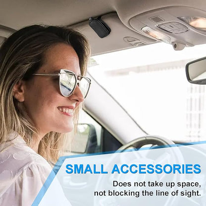 LTOHOE 2 Pack Sunglass Holder for Car, Magnetic Leather Sunglasses Holder and Ticket Card Clip, Universal for Different Size Glasses, Car Visor Accessories(Black)