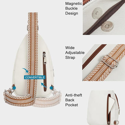 CLUCI Small Sling Bag for Women, Vegan Leather Fanny Pack Crossbody Bags for Women, Chest Bag With Guitar Strap