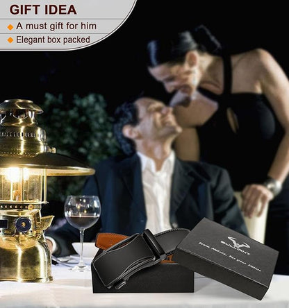 BULLIANT Men Belts 2 Pack,Ratchet Sliding Belt Adjustable For Gift Mens Dress Casual 1 3/8",Cut for Fit