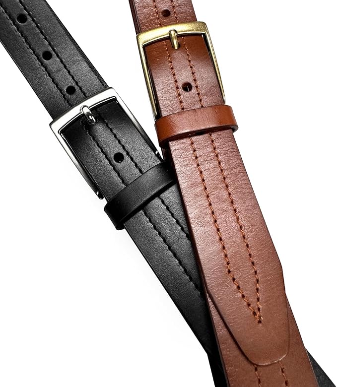 Men's Oil-Tanned Genuine Leather Dress Classic Belt 1-1/8"(30mm) or 1-3/8"(35mm) Wide One Piece Dress Belt