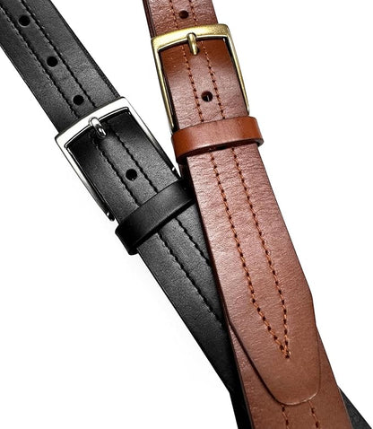Men's Oil-Tanned Genuine Leather Dress Classic Belt 1-1/8"(30mm) or 1-3/8"(35mm) Wide One Piece Dress Belt