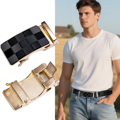 Barry.Wang Mens Belts Leather Ratchet Automatic Buckle Slide Click 1 3/8" Designer Dress Fashion Classic Casual Work Business