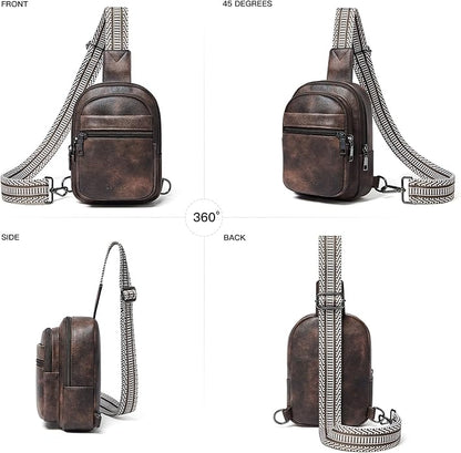 LATMAP Sling Bag For Women Faux Leather Small Casual Daypack Backpack Fanny Pack Crossbody Chest Bags Purse