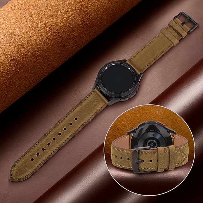 Vancle Quick Release Genuine Leather Watch Band 20mm 22mm Watch Strap, Top Grain Leather Watch bands for Men Women