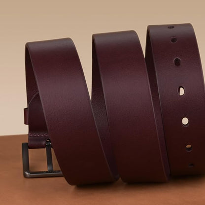 Buffway Men’s Full Grain Leather Belt – Solid One-Piece Leather, 1.5” Wide for Jeans & Business Casual, Gift Box Included
