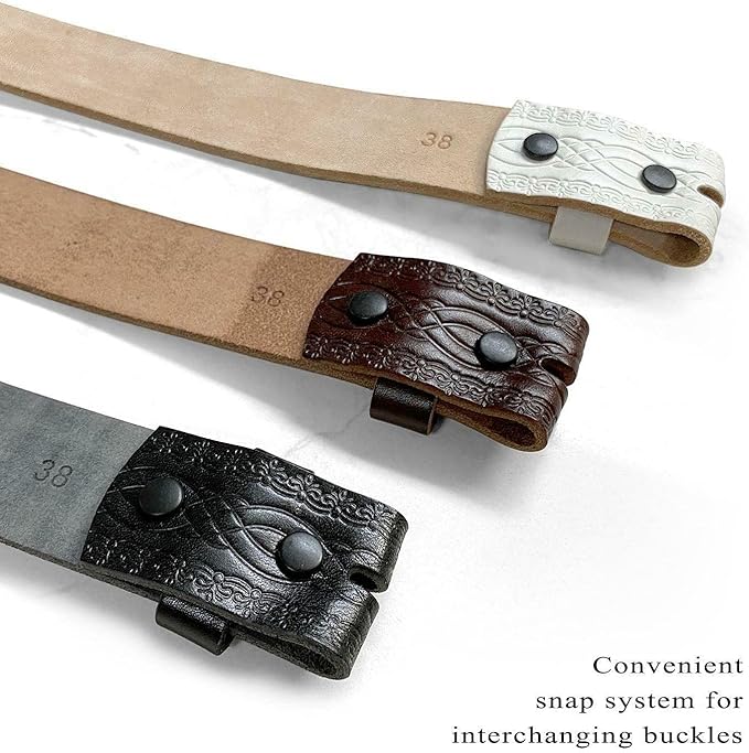 Genuine Full Grain Western Engraved Tooled Leather Strap or Belt 1-1/2" Wide