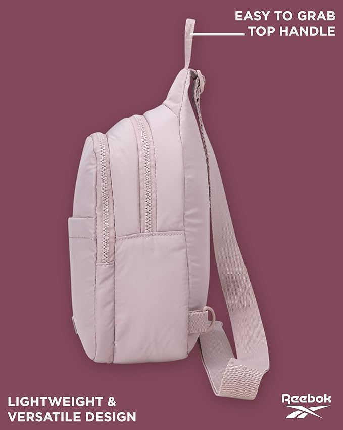 Reebok Unisex Crossbody Sling Bags – Compact Convertible Strap Cross Body Bag Travel Sling Bag - Gym & Travel Essential, Thea II Latte