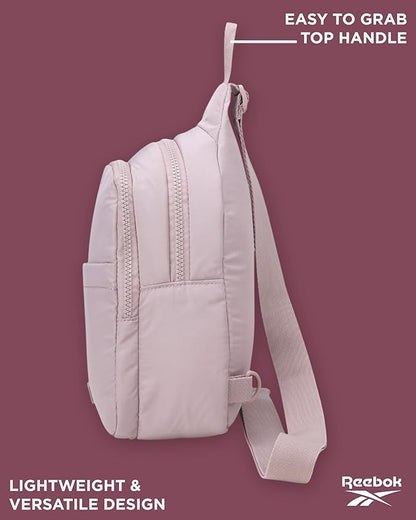 Reebok Unisex Crossbody Sling Bags – Compact Convertible Strap Cross Body Bag Travel Sling Bag - Gym & Travel Essential, Thea II Latte