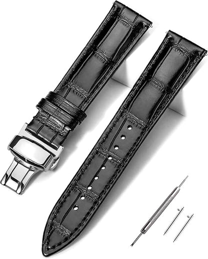 EACHE Croco Design Leather Watch Bands for Men Women,Quick Release Strap with Butterfly Deployment Buckle 18mm 19mm 20mm 21mm 22mm 23mm 24mm