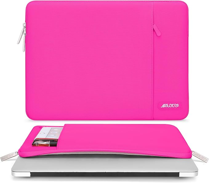 MOSISO Laptop Case 14 inch, 14 inch Laptop Sleeve Compatible with HP Lenovo Dell ASUS Acer, HP Stream, Dell Latitude, Lenovo IdeaPad, Polyester Vertical Computer Sleeve Bag with Pocket, Bright Rose