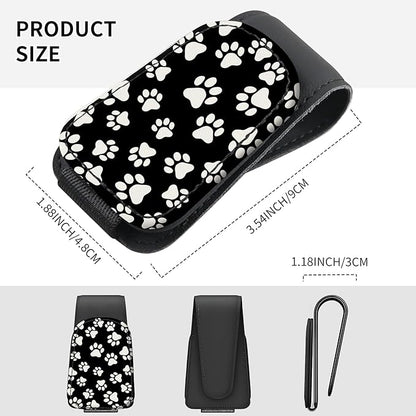 Sunglasses Holder for Car Visor, PU Leather Glasses Clip Organizer, Cute Magnetic Eyeglass Holder for Vehicle Sun Visor, Car Interior Accessory for Women & Men Black White Dog Paws
