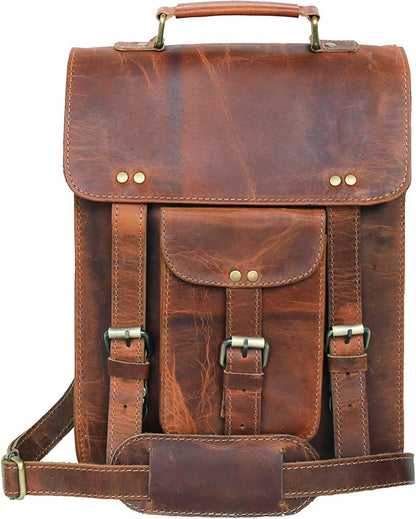 jaald Genuine Leather Messenger Bag Vintage Laptop Crossbody Bag Satchel Man Purse Shoulder Bag for man woman office bag
