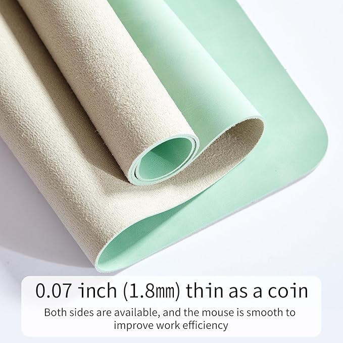 Desk Pad Soft PU Leather Large Mouse Pad Laptop Computer Desk Mat Table Blotter Flat Smooth Waterproof Non-Slip Desktop Protector Writing Pad for Office and Home (Light Green, 90x43cm)