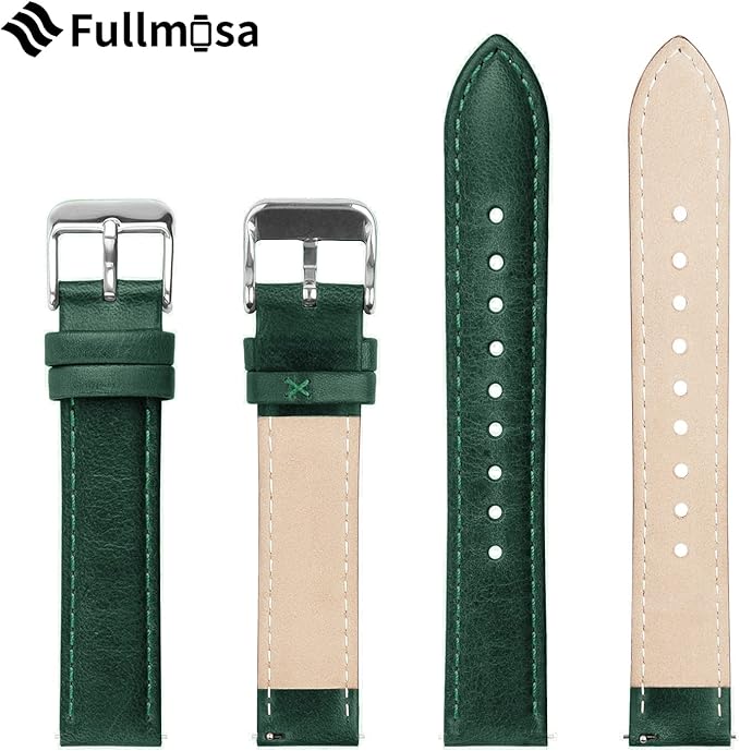 Fullmosa Watch Band, Quick Release Leather Watch Strap for Men Women, Replacement Bands Width 12mm 14mm 16mm 18mm 19mm 20mm 21mm 22mm 24mm