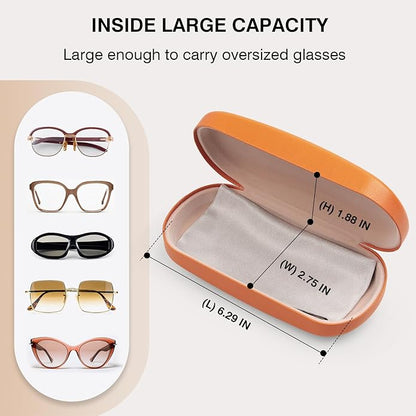 Marvolia Glasses Case Hard Shell - PU Leather Eyeglass Cases Eyeglasses Case for Sunglasses Eye Glasses Cases