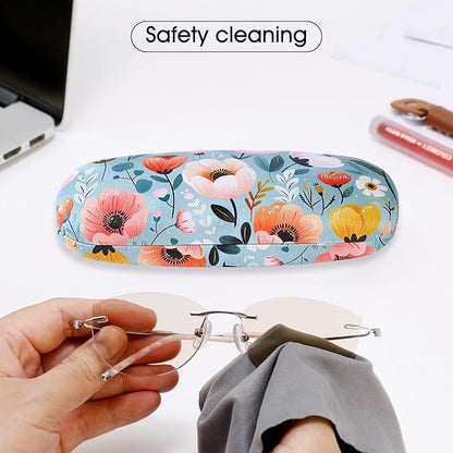 PERFECTSIGHT Hard Shell Eyeglasses Case, PU Leather Protective Glasses Case, Cute Eyeglass Case for Women Men Girls